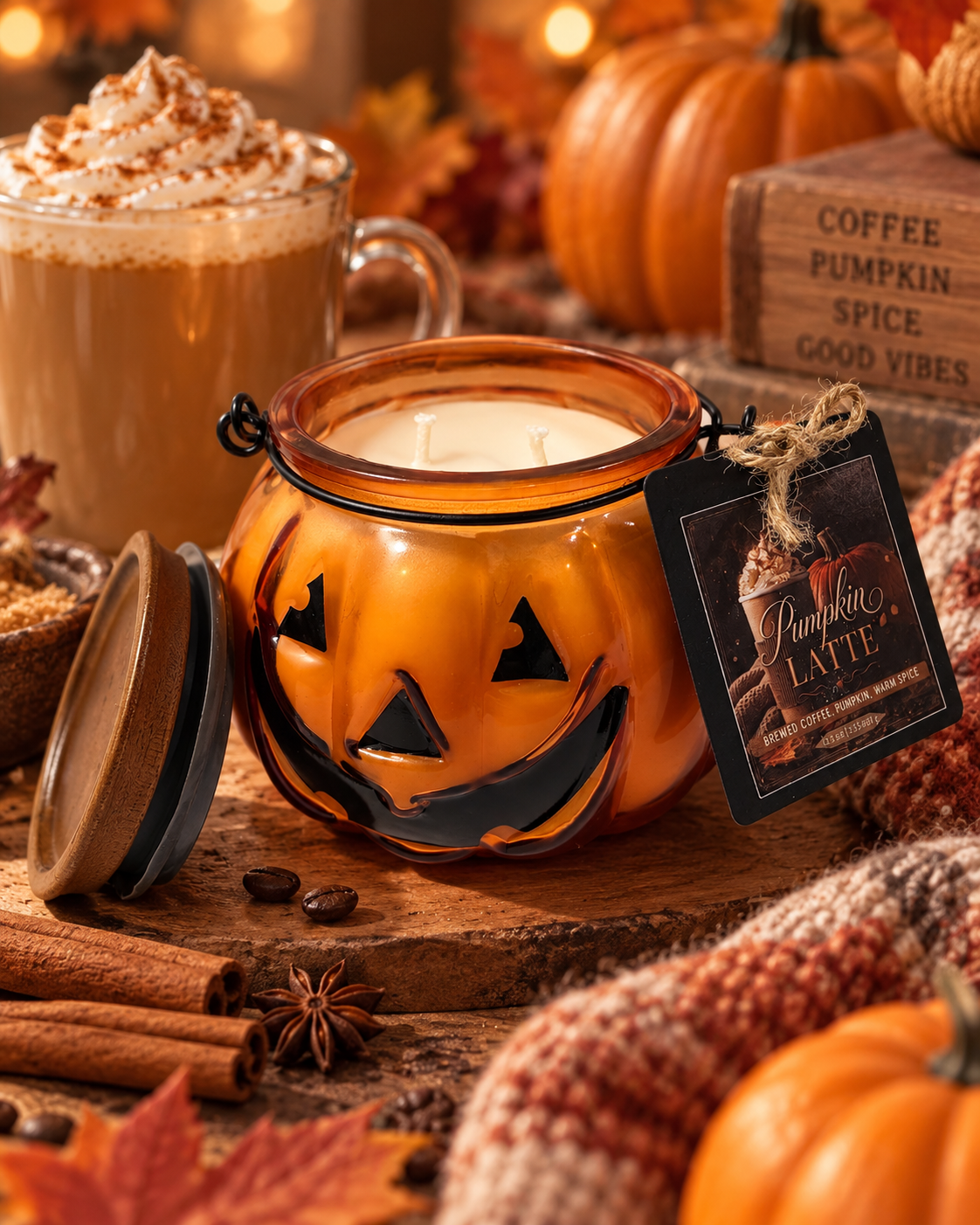 Pumpkin Latte | Orange Glass Pumpkin Candle